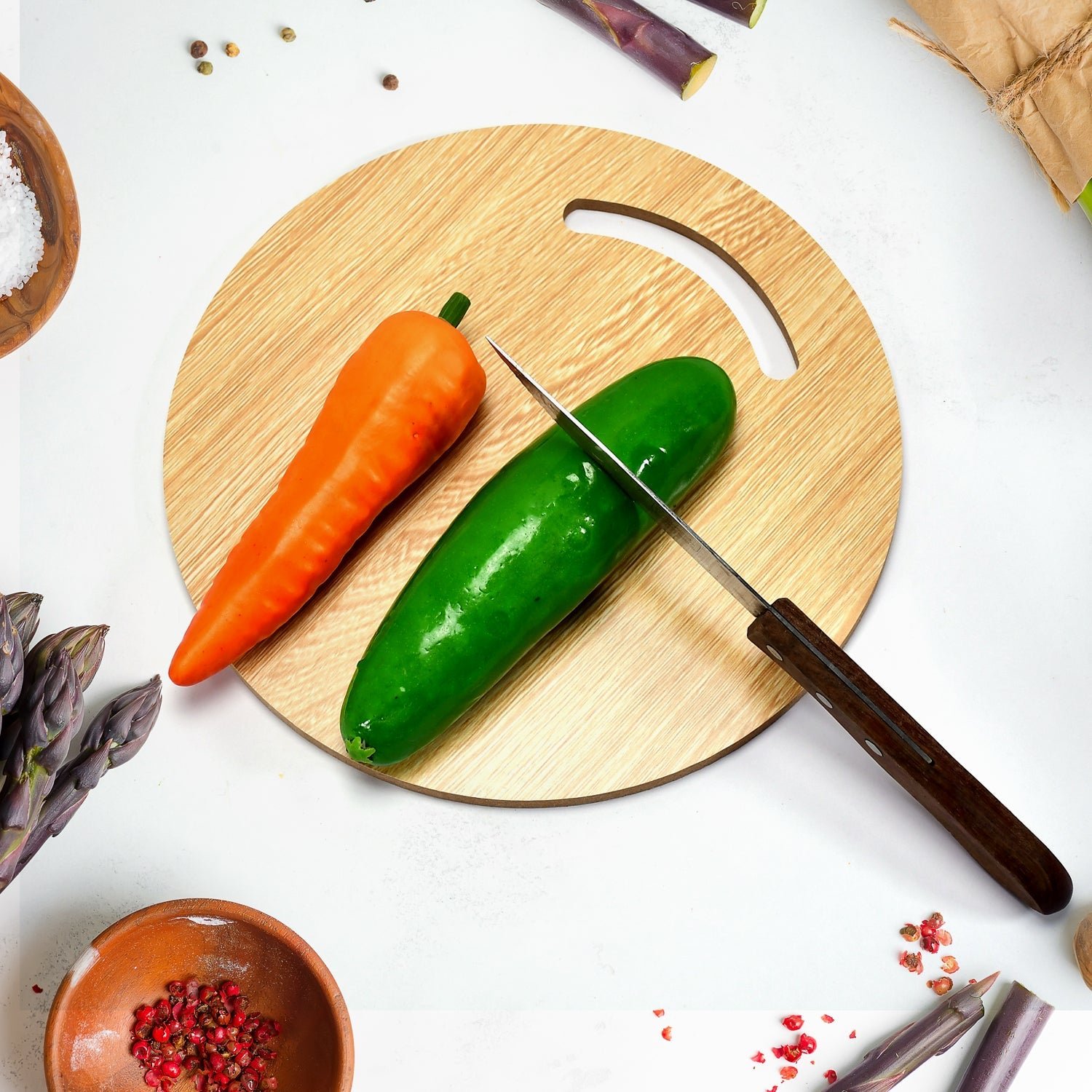 Wooden Round Chopping Board – Durable Bamboo Kitchen Board | Quickslice
