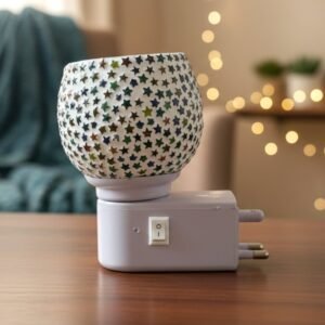 Star Pattern Mosaic Night Lamp – Warm Ambient Plug-In Light