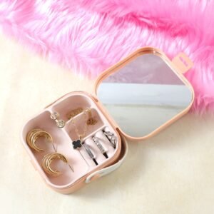 Mini Jewelry Storage Box – Compact Travel Organizer with Mirror