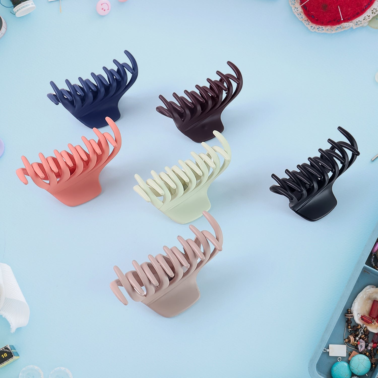 Hair Claw Clips Set – Matte Finish & Strong Grip, 12 Pieces