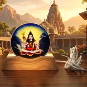 Lord Shiva LED Night Lamp – 3D Creative Wooden Base Light