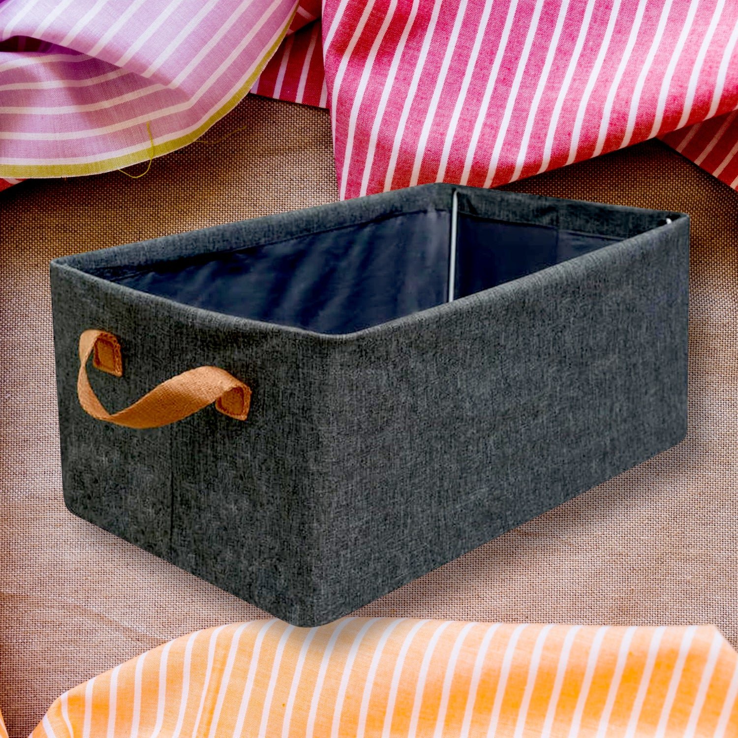 Foldable Storage Box – 46.5 cm Cotton Linen Organizer | Organivo