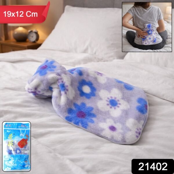 Floral Printed Hot Water Bag – Soft Plush Cover for Pain Relief