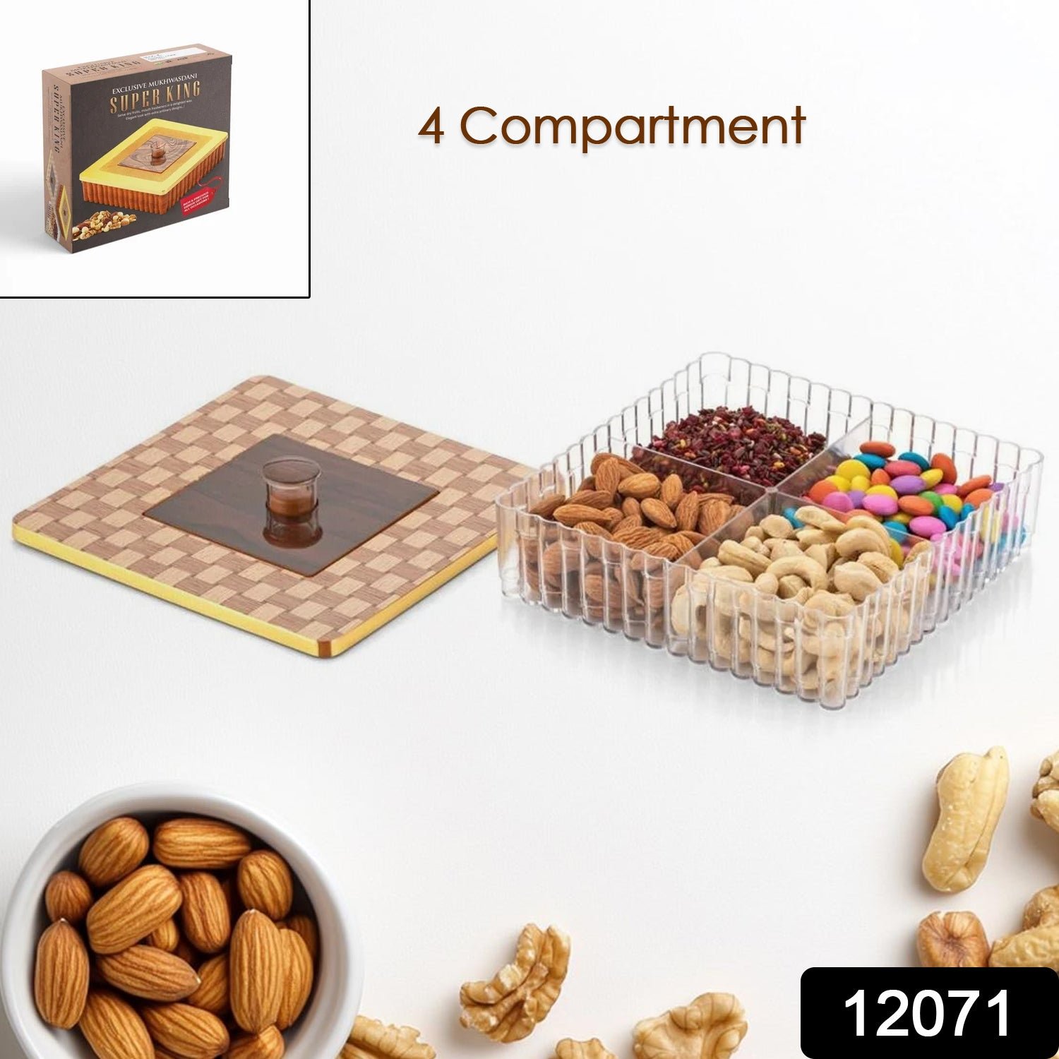 4 Compartment Dry Fruit Box – Airtight Plastic Snack Organizer | Tidy Table