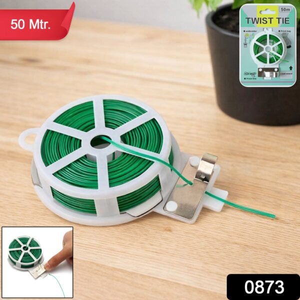 Reusable Green Twist Tie Roll – Flexible Multipurpose Wire with Cutter