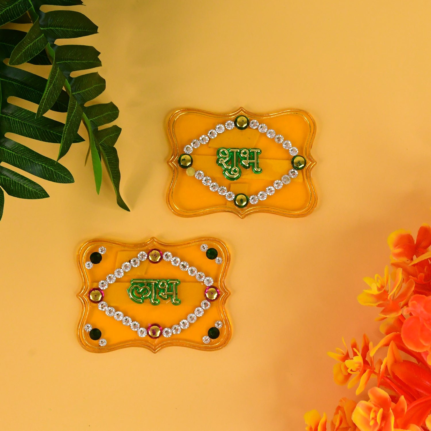 Shubh Labh Wall Hangings – Set of 2 Festive Decorative Pieces