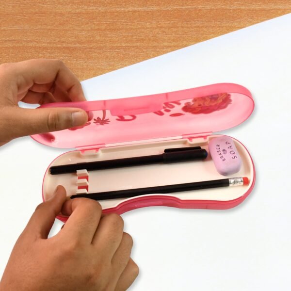 Plastic Compass Box for Kids – Cute Cartoon Dual Tray Organizer