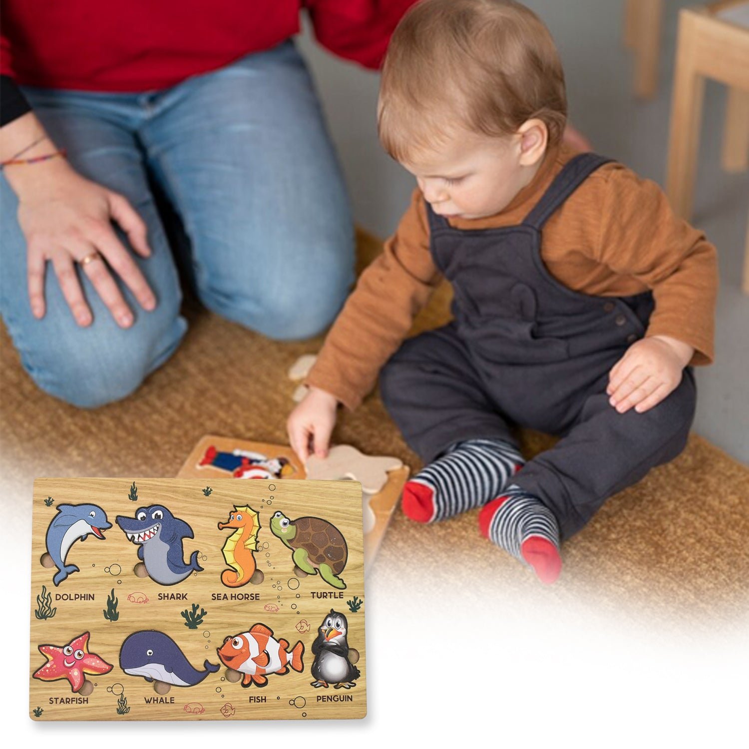 Wooden Sea Animal Puzzle – Educational Toy for Kids | Inventive Play