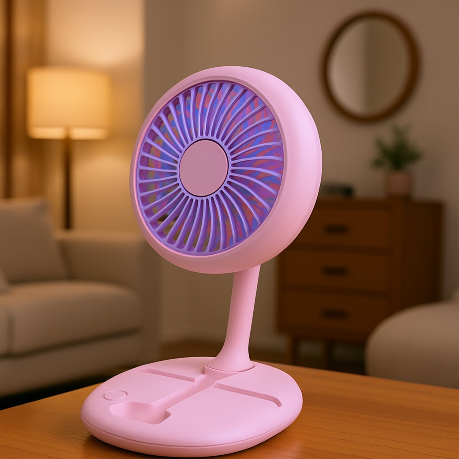 Portable Fan with LED Light – USB Rechargeable & Foldable | FitFuzion