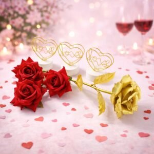 Romantic Heart Love Table Decor – Elegant Rose Gift Set