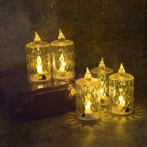 LED Crystal Flameless Candle Set – Elegant 6-Piece Décor