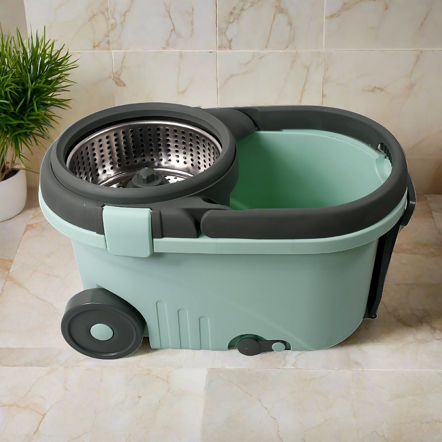 Spin Mop with Bucket – Steel Spin & Microfiber Heads | Ganesh