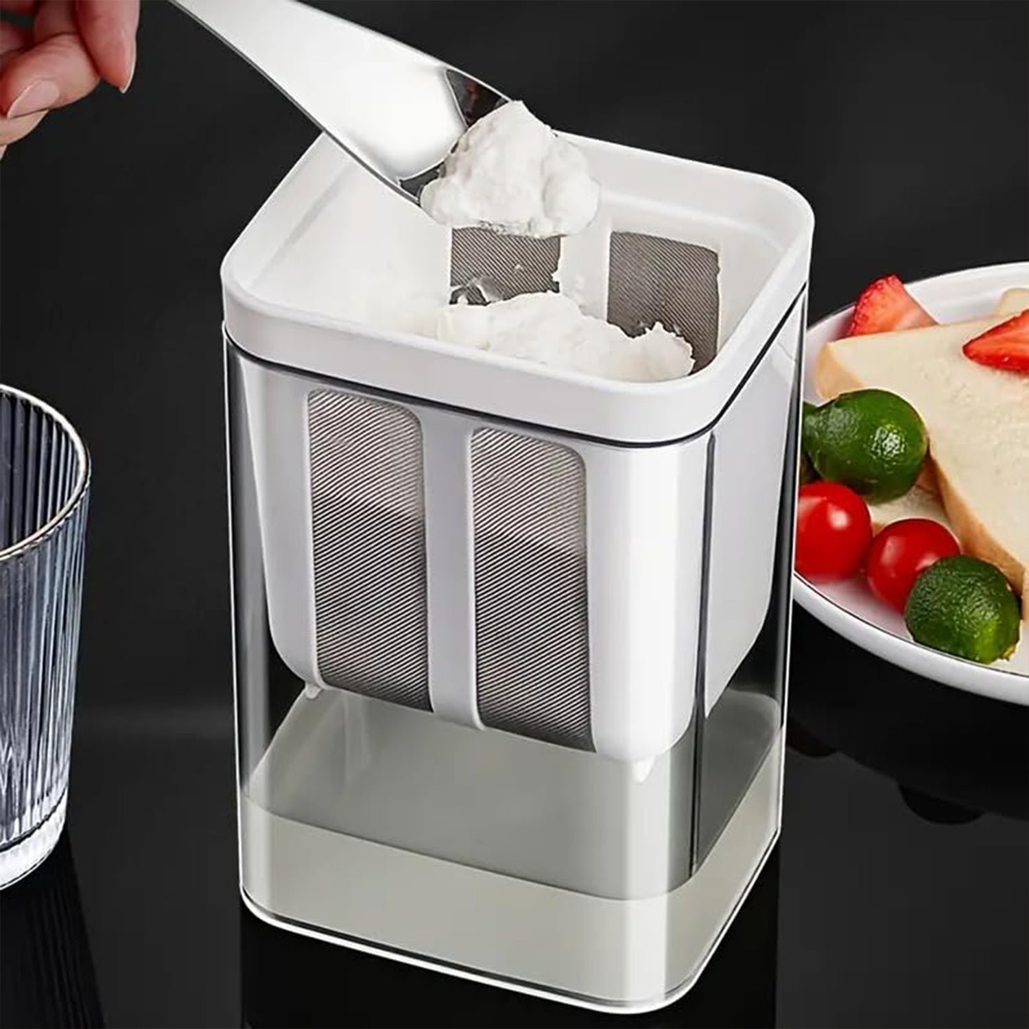 Yogurt Strainer with Storage Container – 1100ml Plastic & Steel