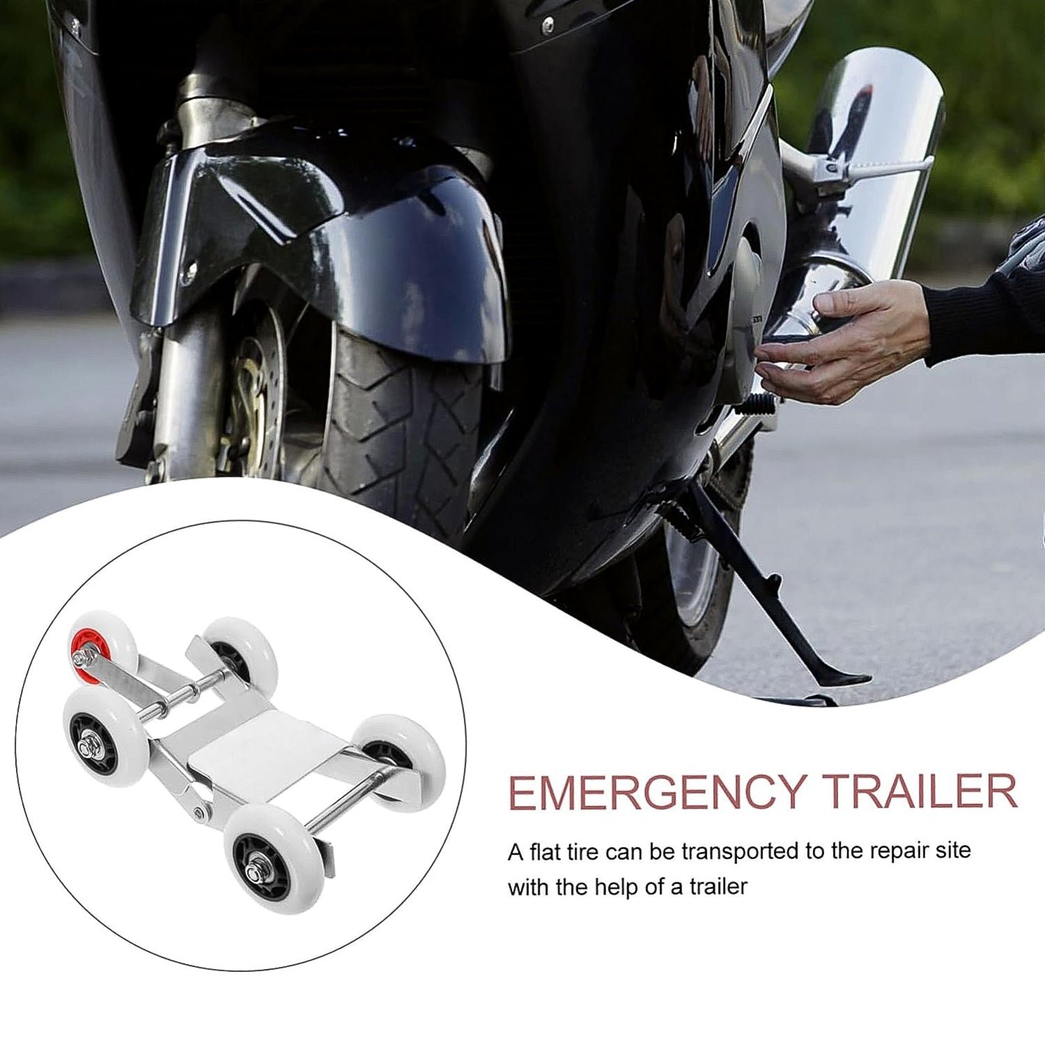 Motorcycle Front Wheel Parking Roller Stand – Heavy-Duty Metal Frame