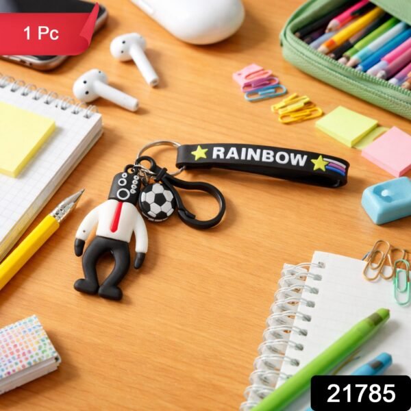 Rainbow Keychain – Colorful Cartoon Football Boy Accessory