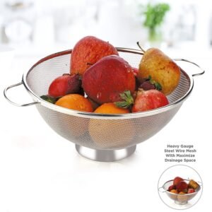 Stainless Steel Mesh Colander – Durable Kitchen Strainer with Handles