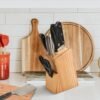 Kitchen Knife Set – 5-Piece Black Set with Wooden Block & Scissors