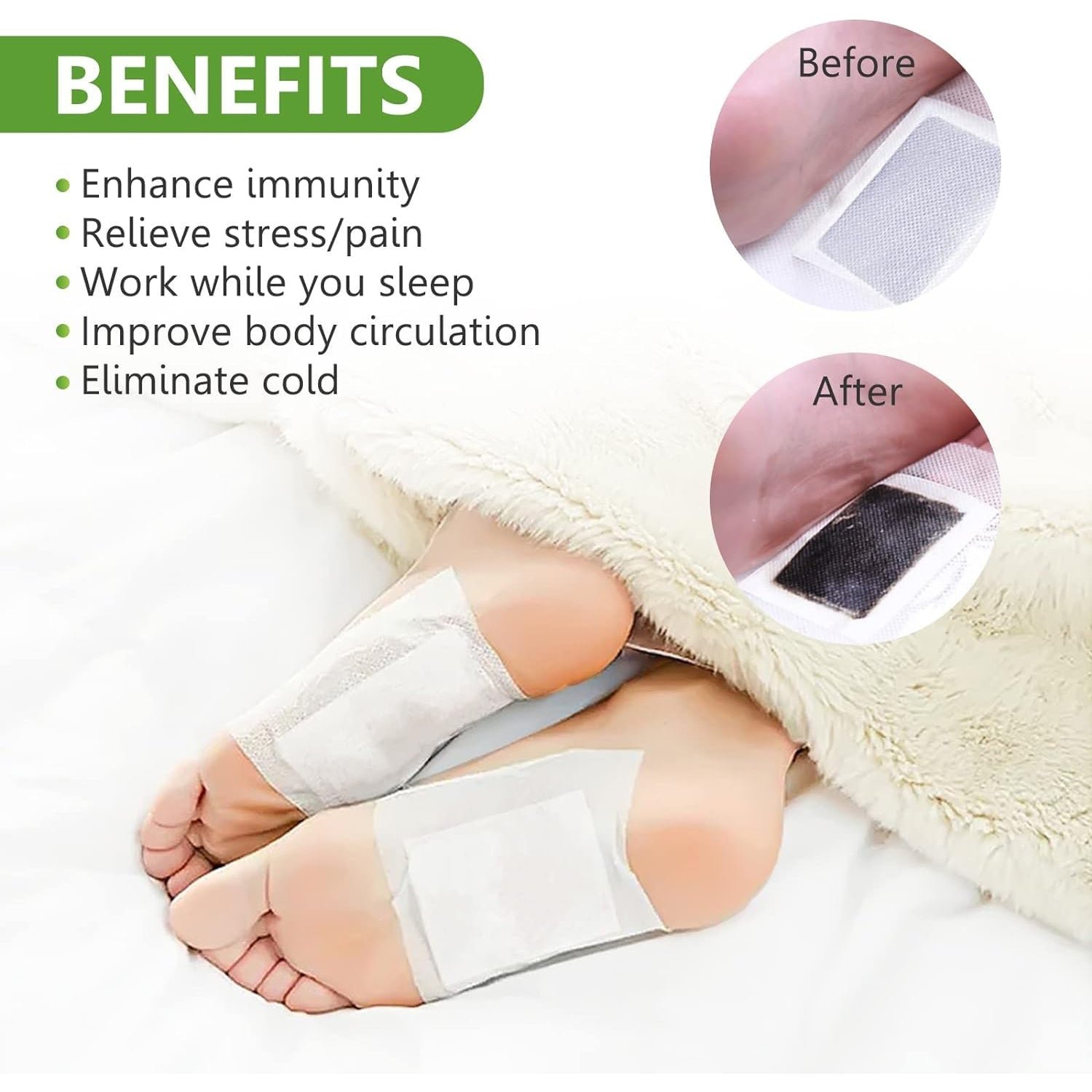 Detox Foot Pads with Ginger & Salt – 10 Pcs | Velvet Wellness