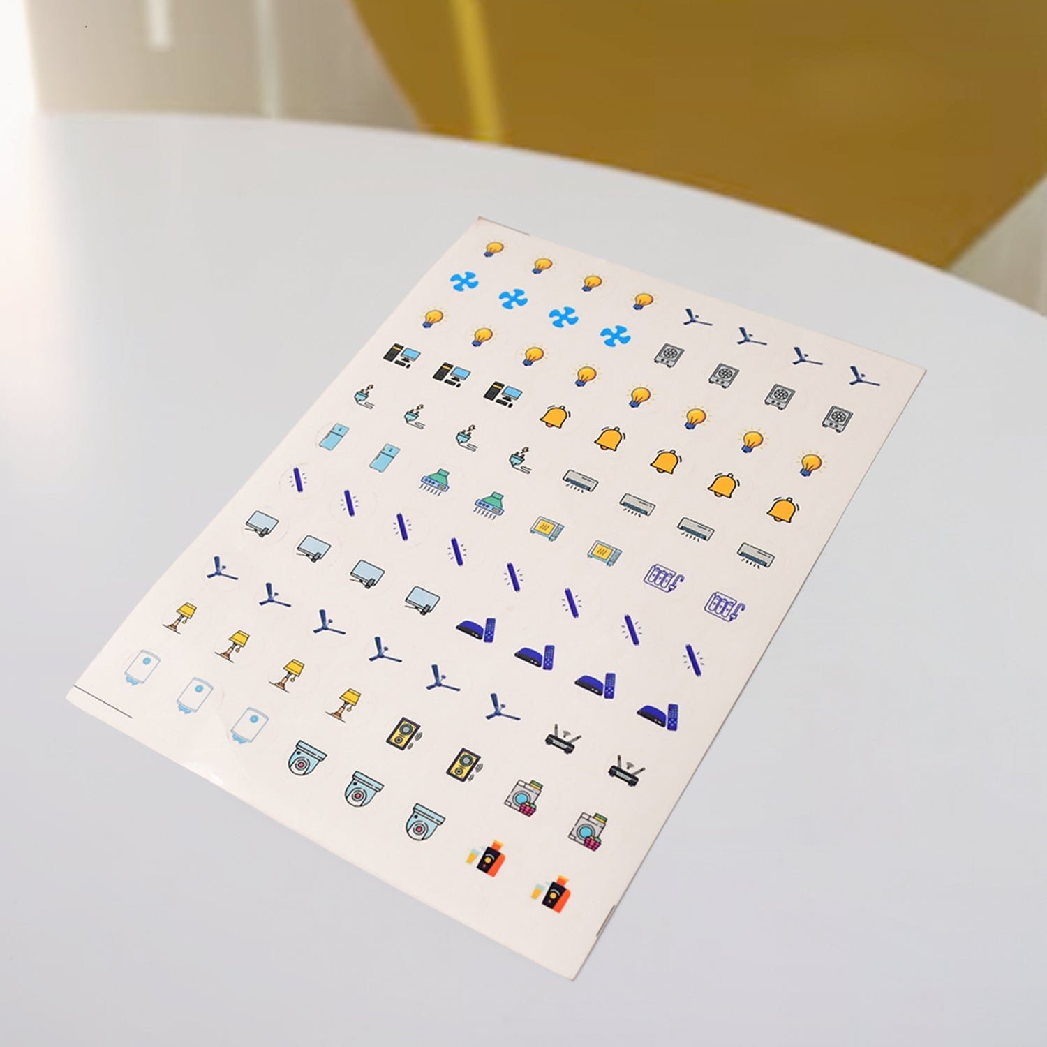 Smart Switch Icon Stickers – Pack of 10 Sheets with Appliance Icons