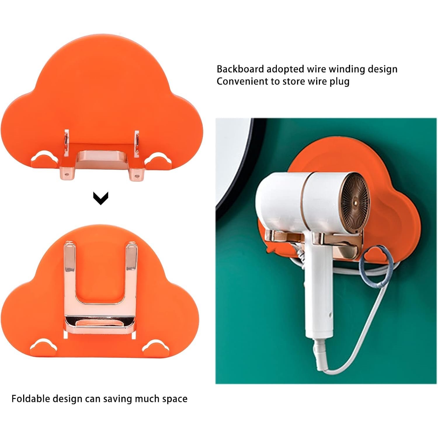 Hair Dryer Holder – Wall Mounted Foldable Stand | Calm & Curl