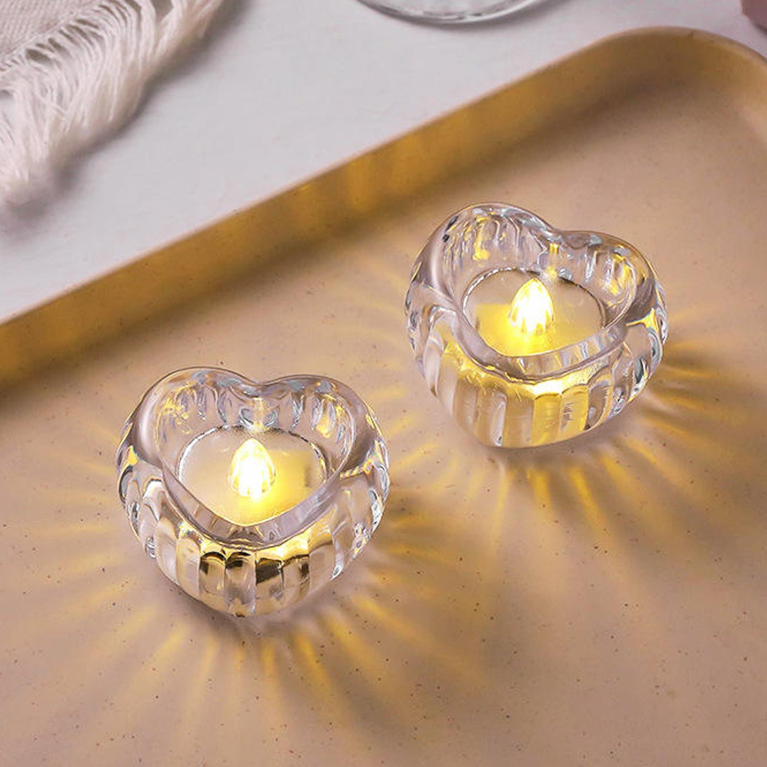 Heart-Shaped LED Flameless Candles – Set of 12 Elegant Lights
