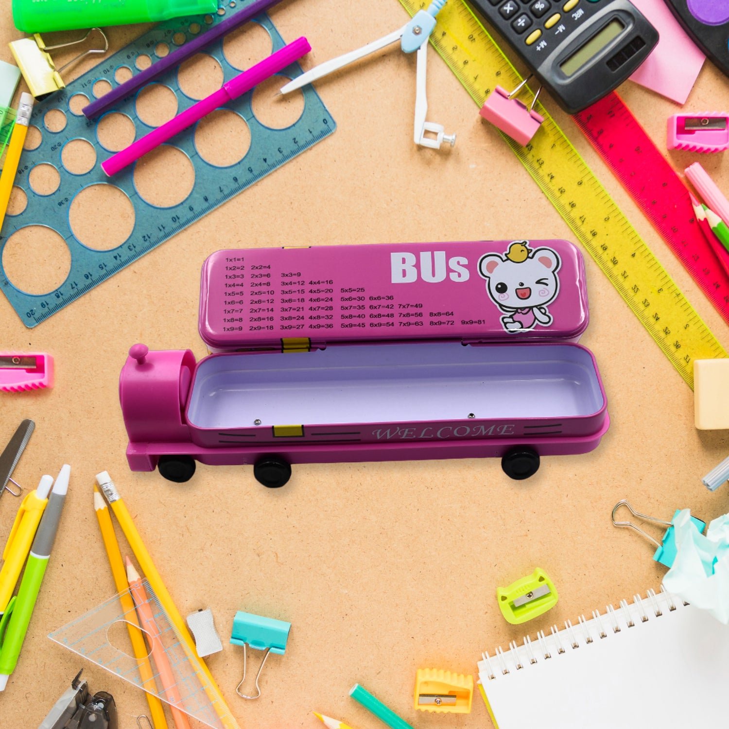 Metal Bus Pencil Case – Double Decker with Sharpener | Deskrova