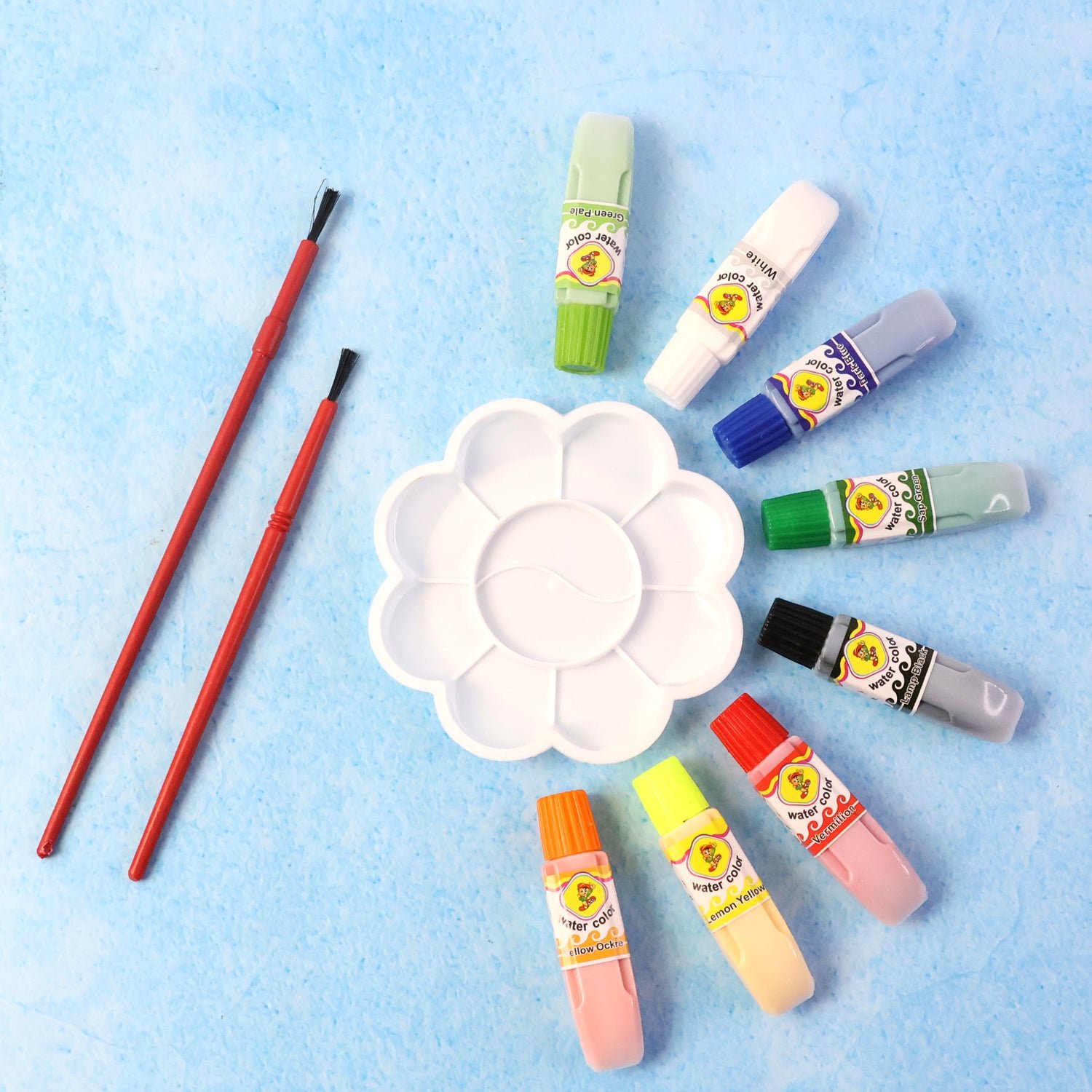 02_colors Watercolor Paint Set – 8 Vibrant Colors with Brushes & Palette