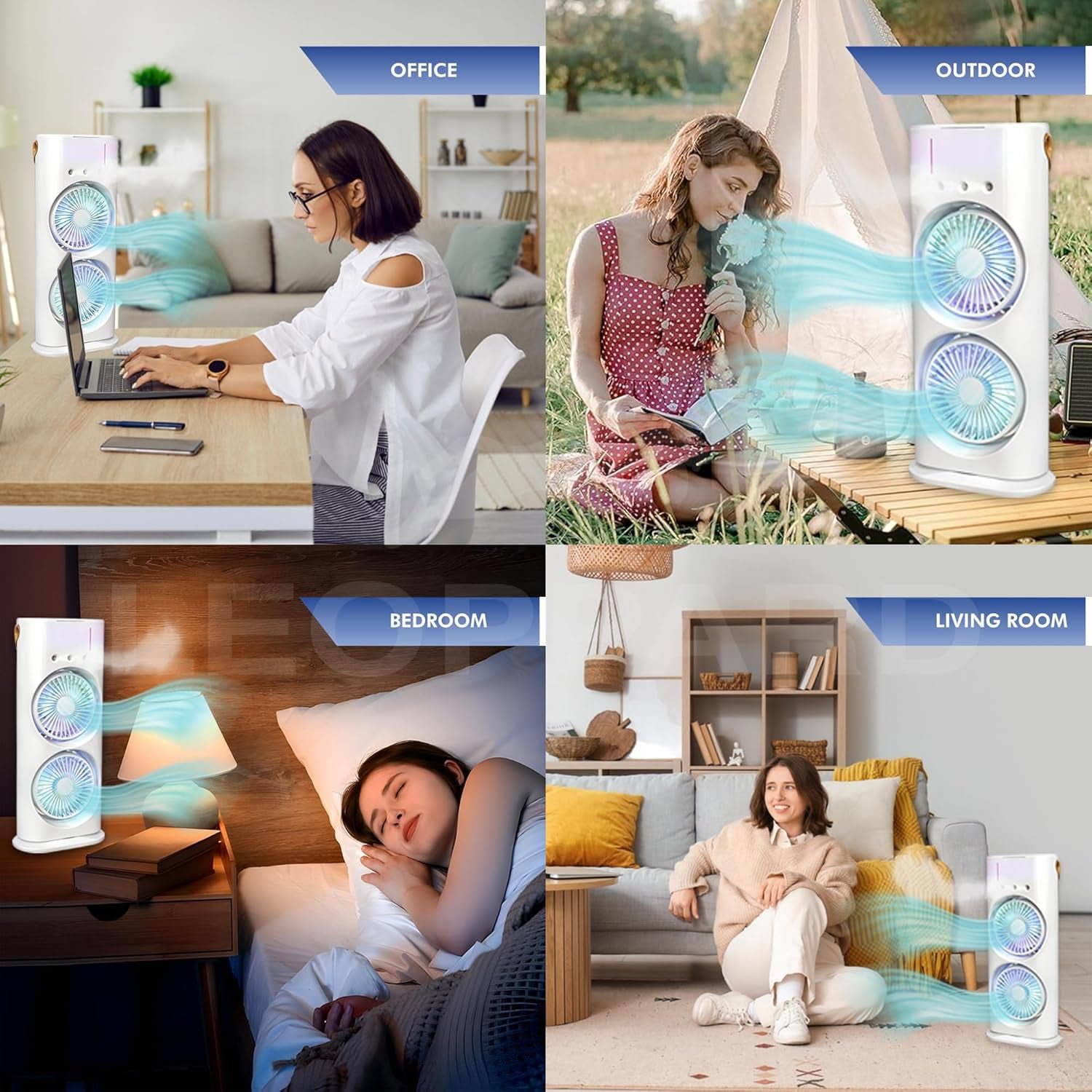 Three-Hole Spray Charging Fan – Powerful Dual-Head Air Cooler | Velvet Wheels