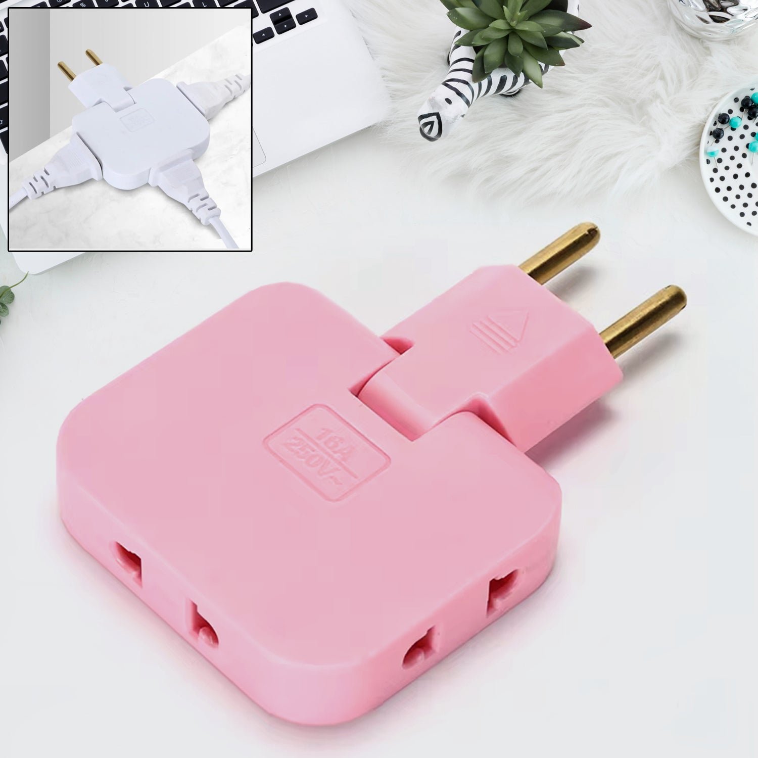 Foldable Wall Plug Adapter – 3-in-1 Compact Travel Socket | Tetherix