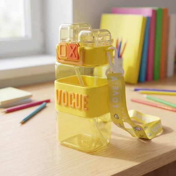 Girls Dual Compartment Water Bottle – Leakproof with Carry Strap