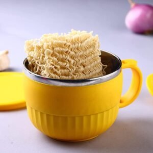 Maggie Bowl with Lid & Handle – Double-Layer Steel for Hot Meals | Jiaqi