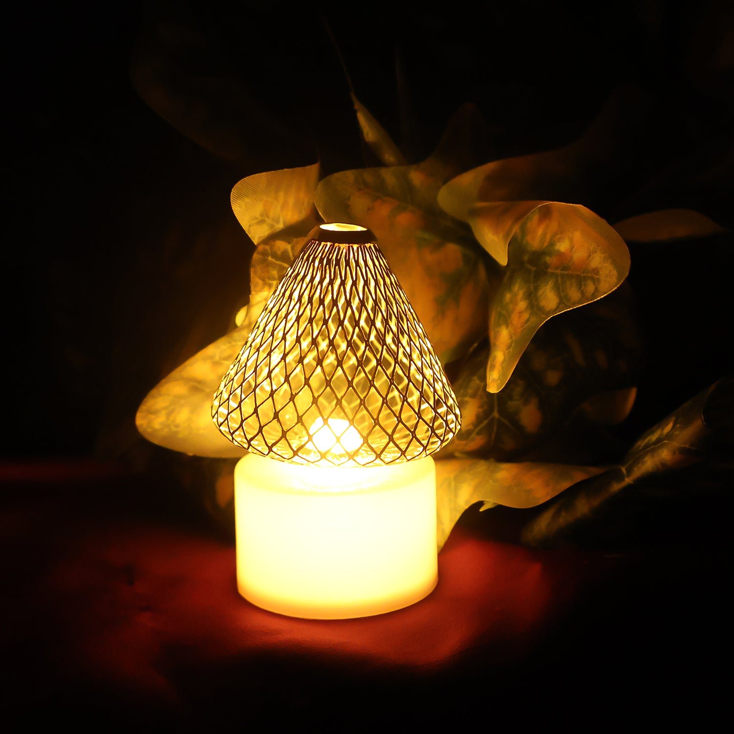 LED Flameless Candle Lights – Set of 12 with Golden Net Cover