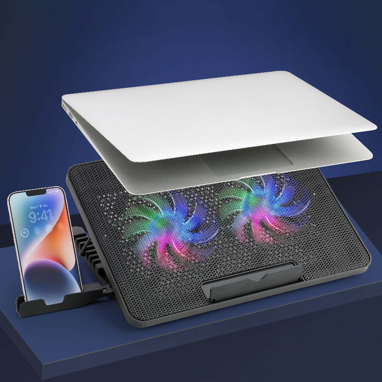 Laptop Cooling Pad – Dual Quiet LED Fans & Adjustable Stand | Indo Glow