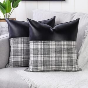 Leather & Cotton Pillow Covers – 23x22 Inch Set of 2 | Styleva