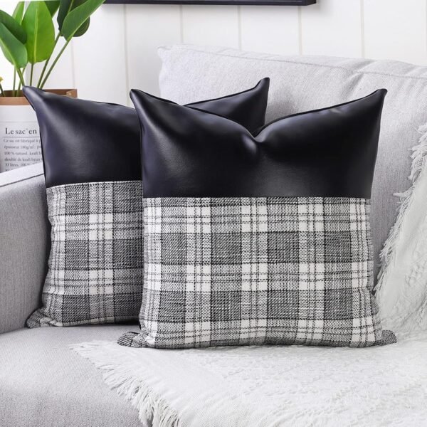 Leather & Cotton Pillow Covers – 23x22 Inch Set of 2 | Styleva
