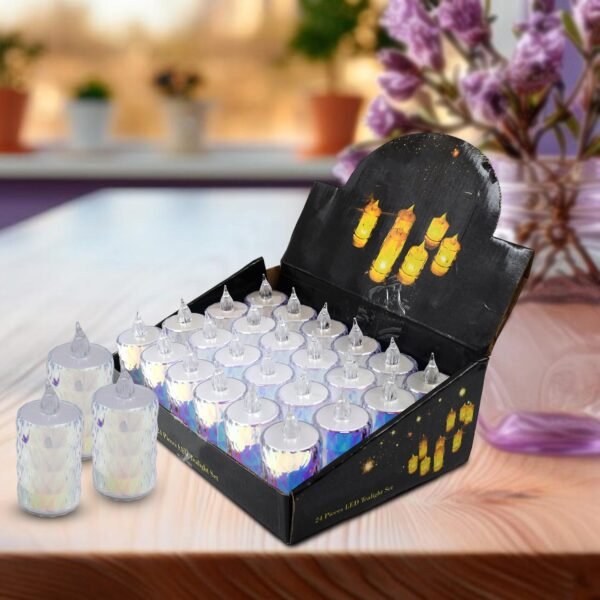 Flameless LED Tea Light Candles – 24 Pc Diwali Decor | Indo Glow