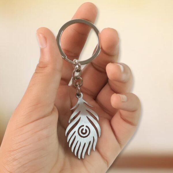 Peacock Feather Keychain – Durable Stainless Steel Design