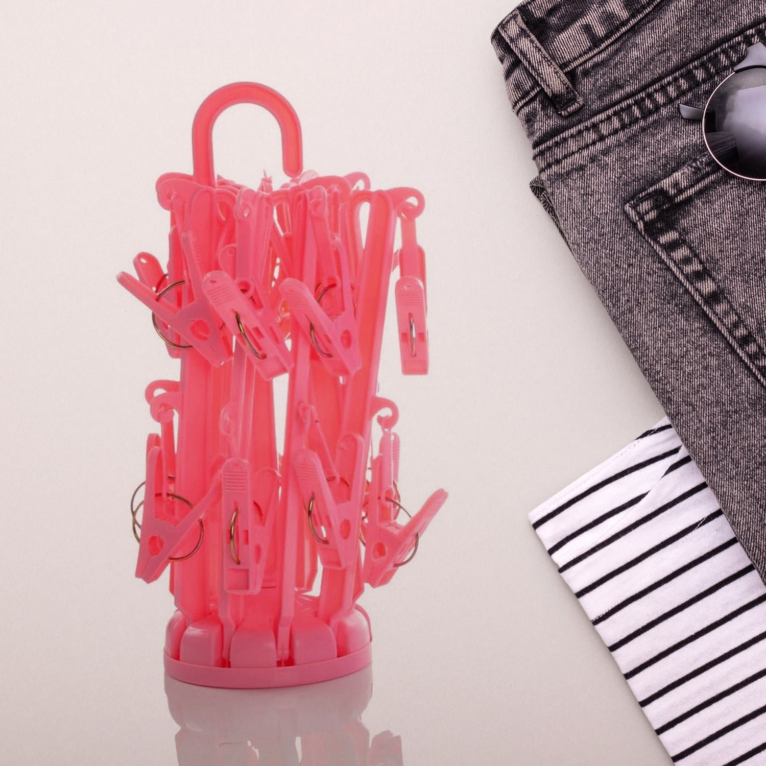 Foldable Clothes Drying Rack – 16 Clip Hanger for Delicates | Mini Bubbles