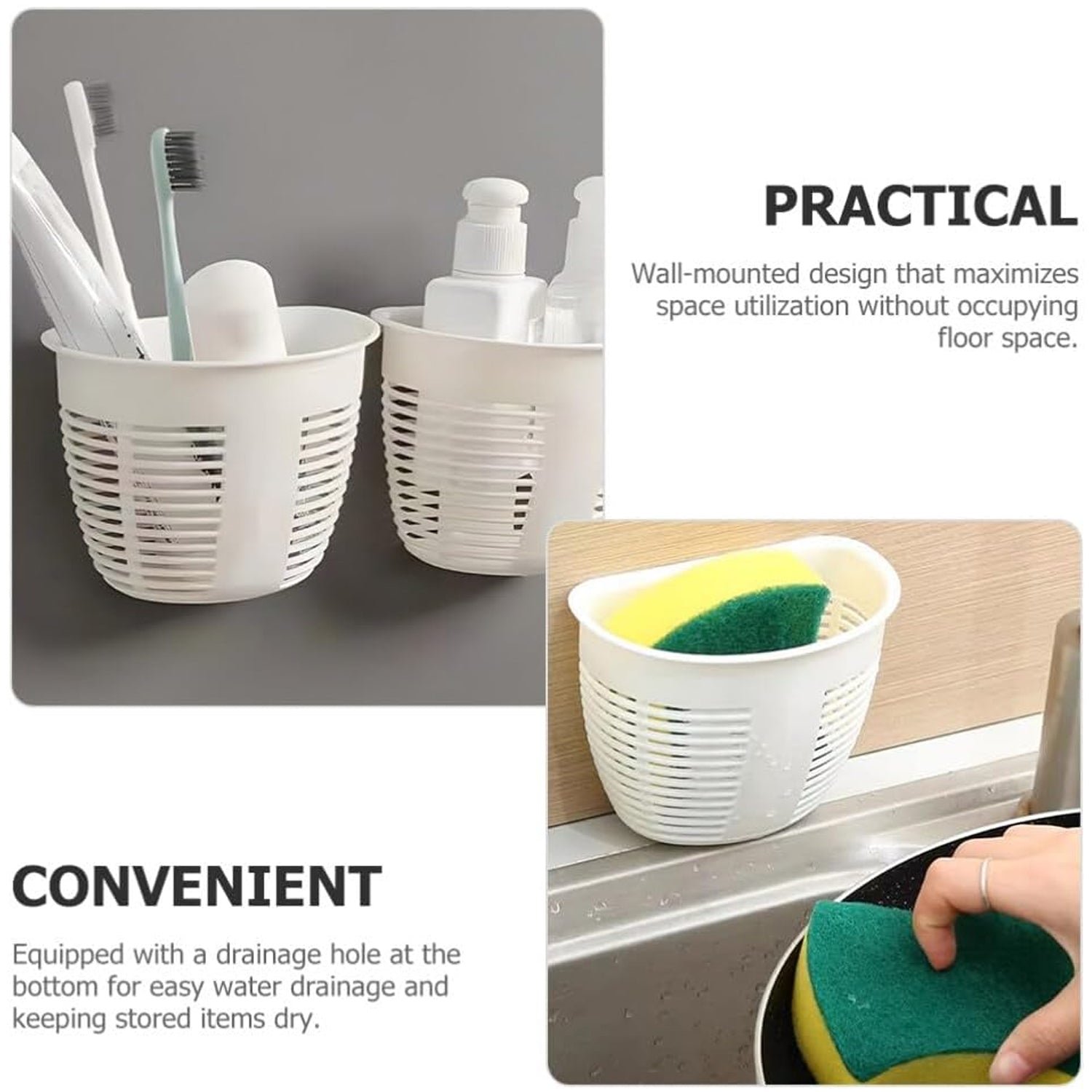 Hanging Plastic Storage Basket – Wall Mounted Organizer | Bathora
