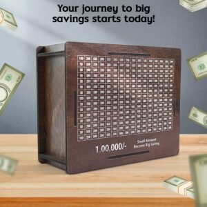 Wooden Piggy Bank Money Box – Motivational Savings Box for Kids