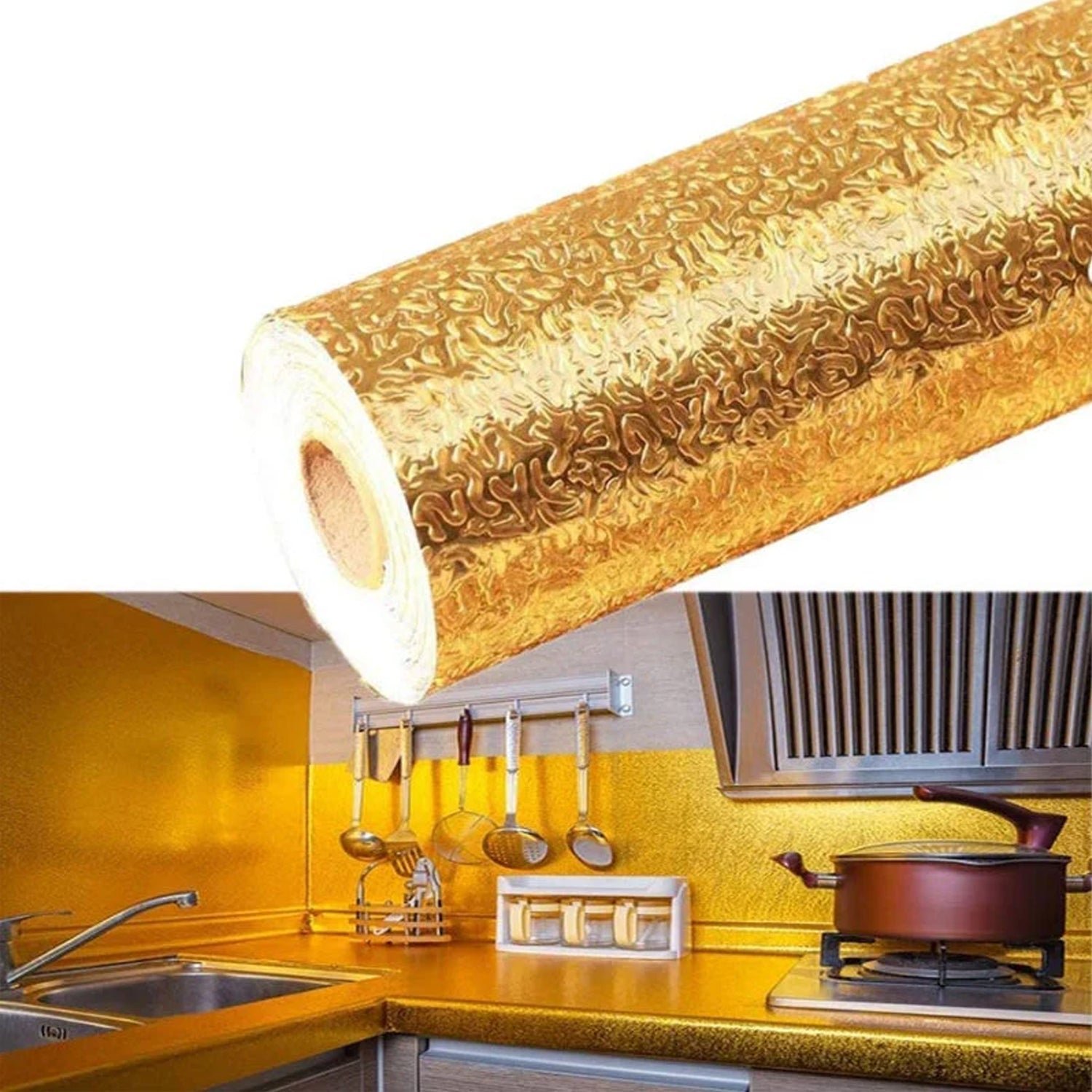 Aluminum Foil Sticker – Oil-Proof, Waterproof Kitchen Wallpaper | Styleva