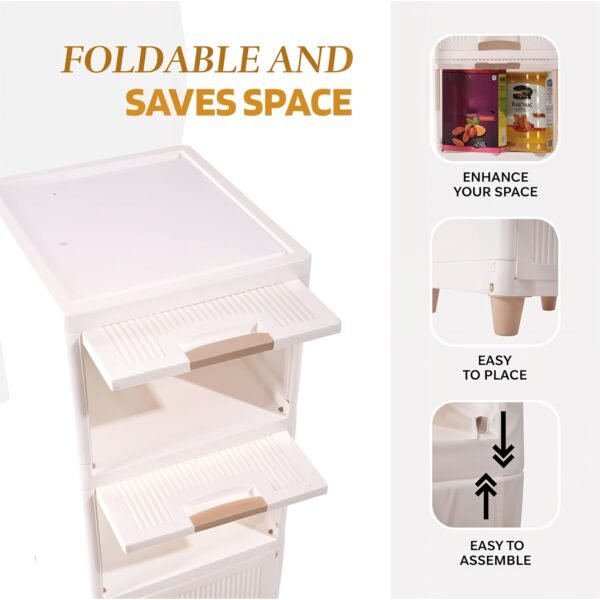 Plastic Storage Drawer Cabinet – 5-Layer Organizer with Wheels