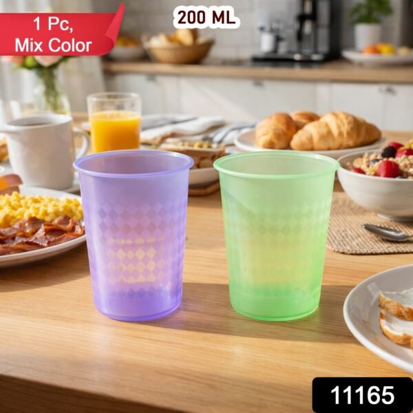 Plastic Drinking Glass 200 ML – Durable & Lightweight Mix Colors