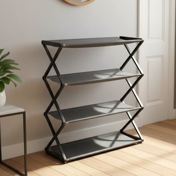 4 Layer Foldable Shoe Rack – Space-Saving Storage Solution
