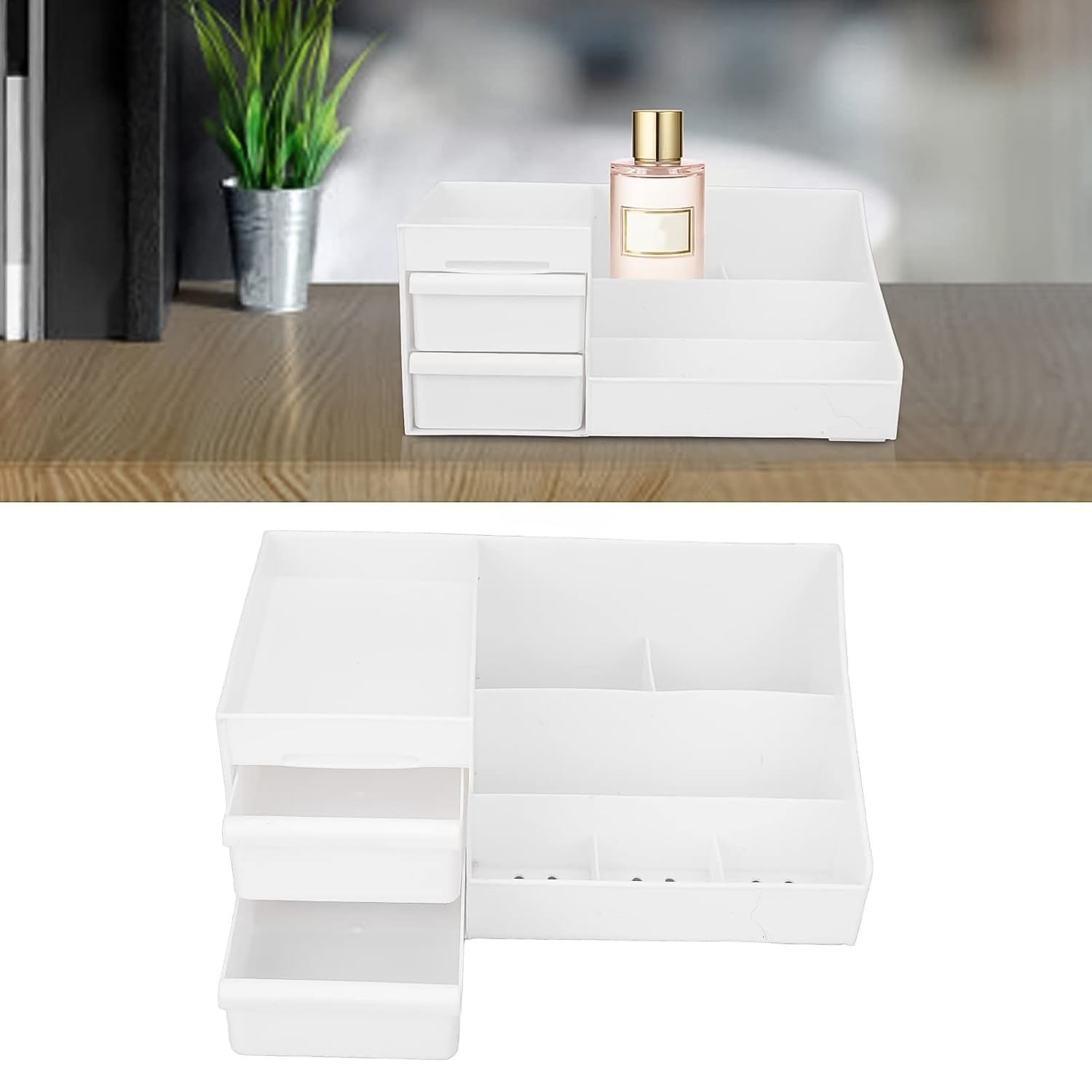 Desktop Cosmetic Storage Box – Large Capacity 9 Compartments | Organivo