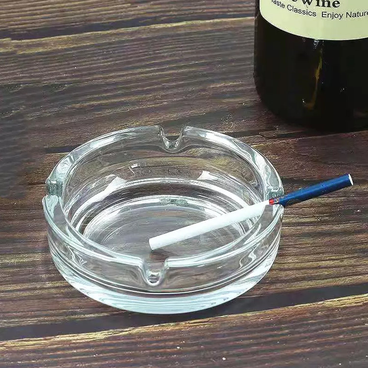 Crystal Glass Ashtray – Elegant Round Cigar & Cigarette Decor | Styleva