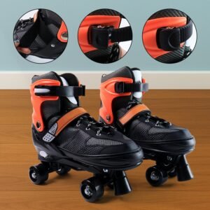 Adjustable Quad Roller Skates for Kids – XL Size with Safety Features