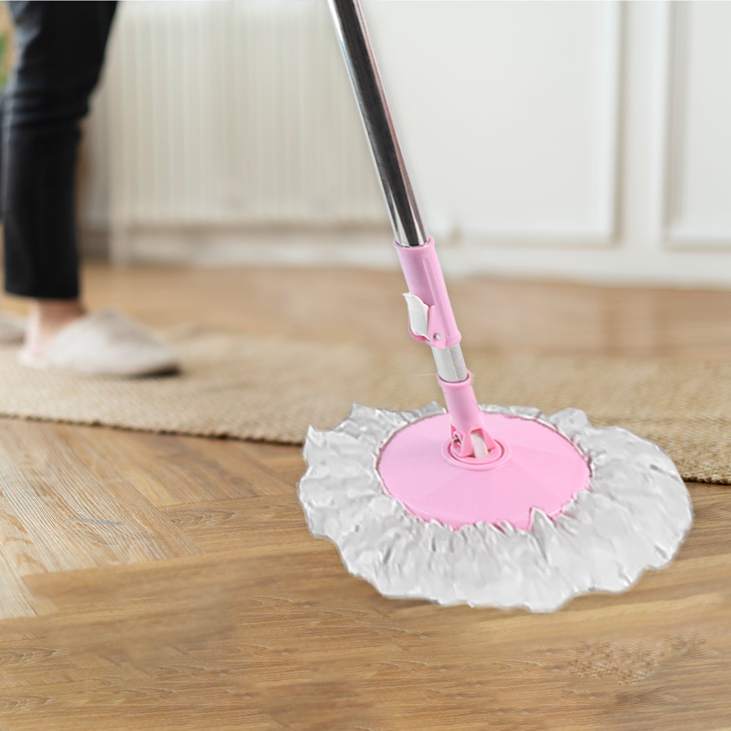 360° Spin Mop – Stainless Steel & Microfiber | Velvet Wipe