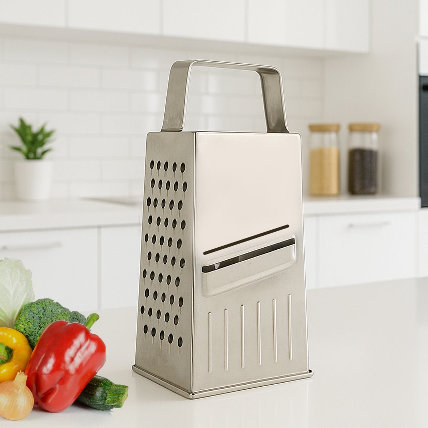 Stainless Steel 5-in-1 Grater and Slicer – Durable Kitchen Tool