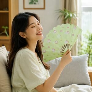 02_handfan.jpg Foldable Handheld Fan 1 Pc Cute Printed Portable Manual Cooling Fan (1 Pc)